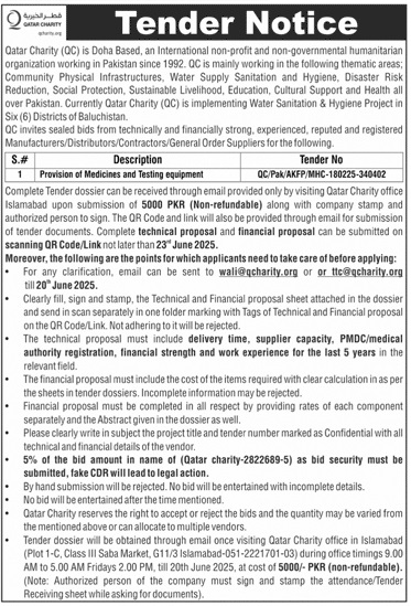 Qatar Charity Doha Tender Notice
